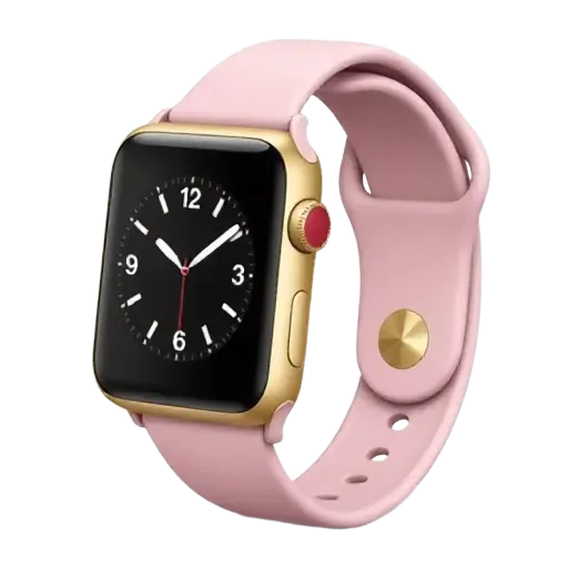 Gold Apple Watch with light pink band