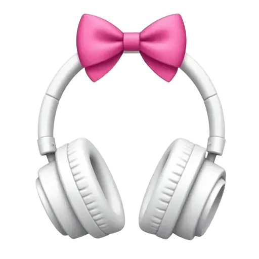 White headphones with pink bow