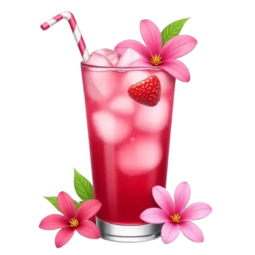 Cocktail with pink flowers