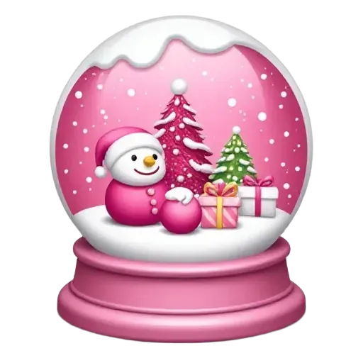 Pink Christmas snow globe