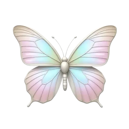 Pastel white iridescent butterfly