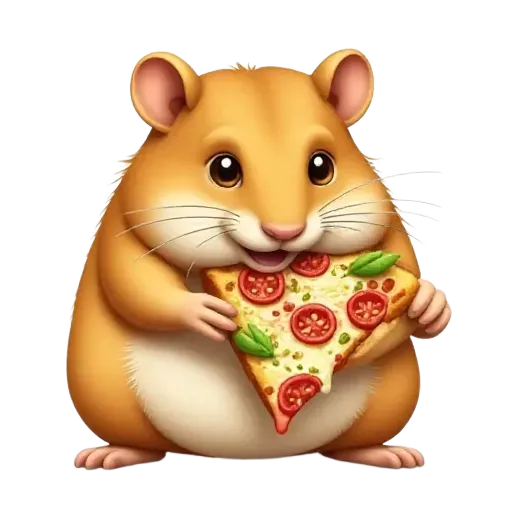 hamster eating pizza