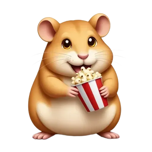 Hamster eating popcorn