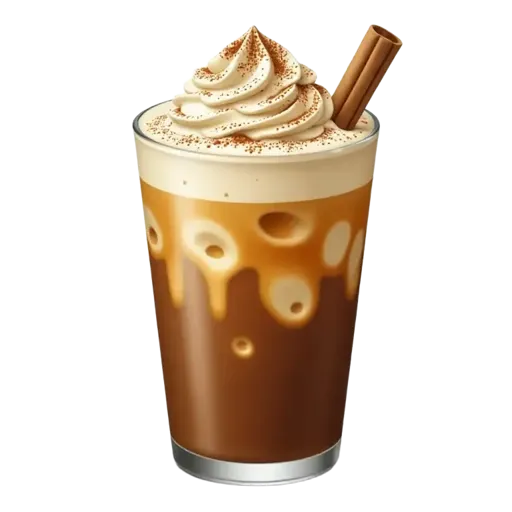 Iced coffee with cinnamon powder