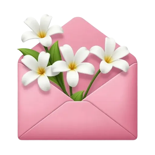 Pink envelope with white flowers