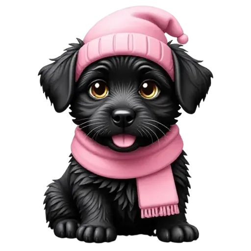 fluffy chubby black puppy