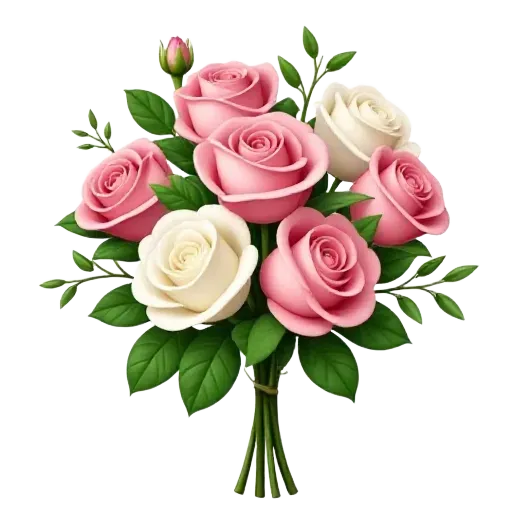flower bouquet roses white and pink