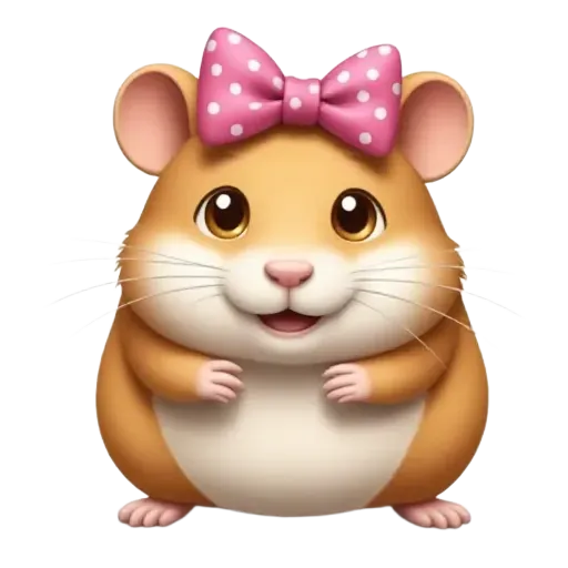 Hamster with a pink bow on his head