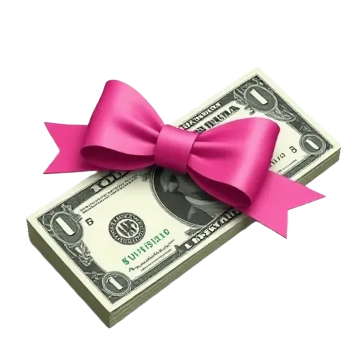 money with pink bow