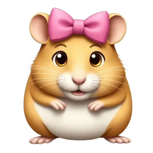 hamster with pink bow on head