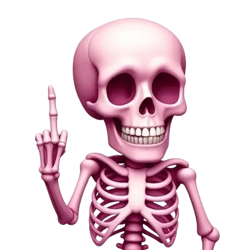 Cute pink skeleton giving middle finger