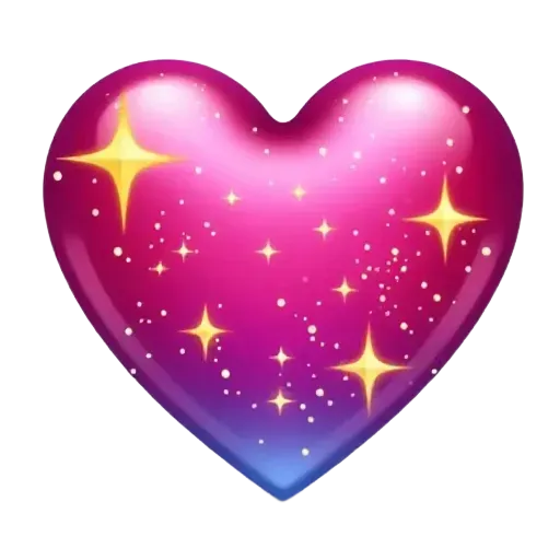 Iridescent heart with twinkle stars