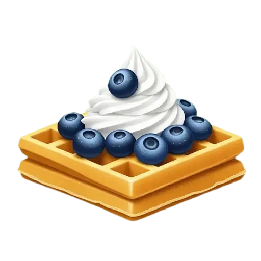 waffles with whipped cream and blueberries